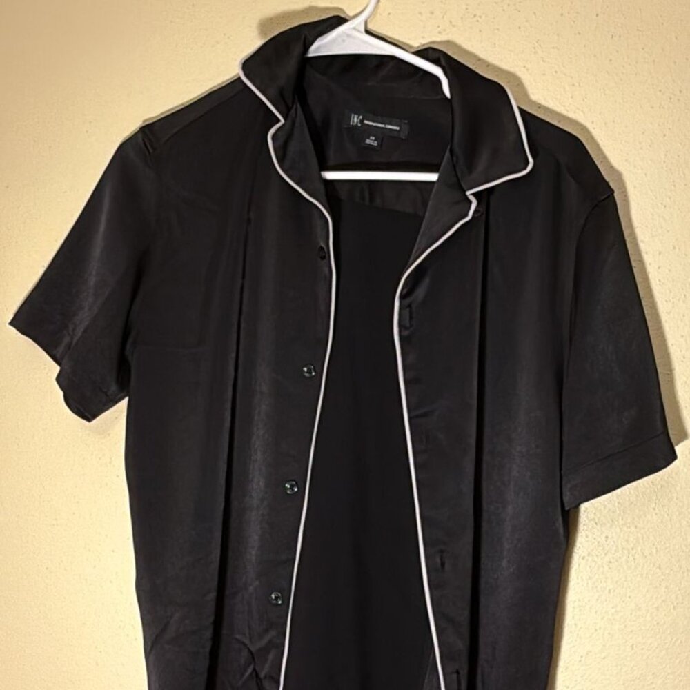 Black Satin button down shirt